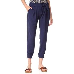 PARKER Women’s Elliot Pant 6 Aquarius Blue Cropped Tie-Waist Work EUC B58